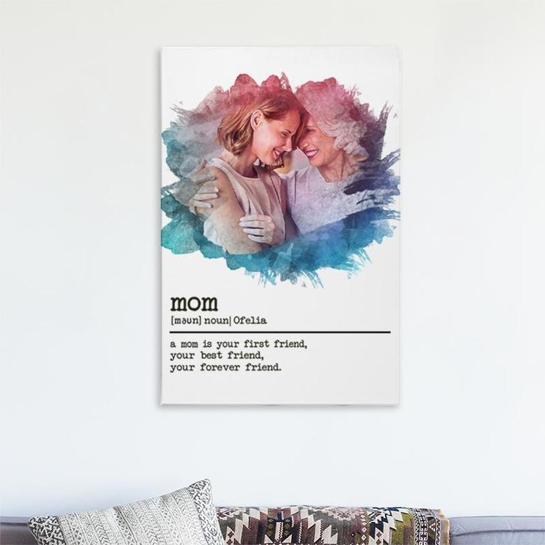 Custom Mom Definition Watercolor Portrait Canvas | Custom Photo | Mothers Day Gifts For Mom | Personalized Photo Mothers Day Canvas