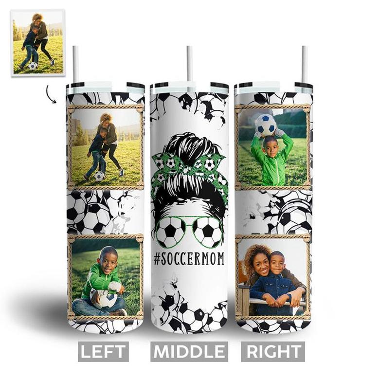 Custom Soccer Mom Life Tumbler | Custom Photo | Gifts For Soccer Mom | Mothers Day | Personalized Soccer Mom Skinny Tumbler