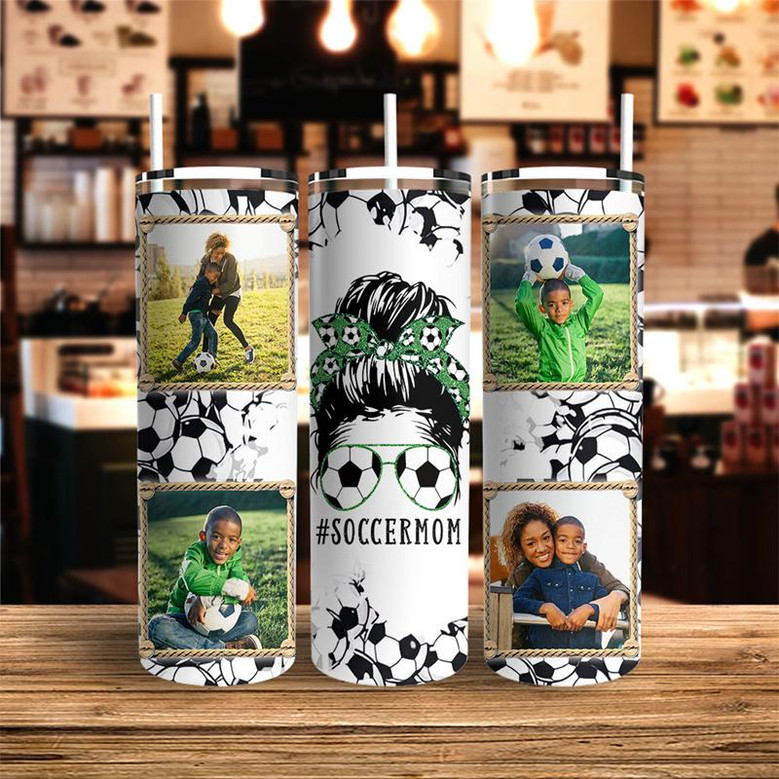 Custom Soccer Mom Life Tumbler | Custom Photo | Gifts For Soccer Mom | Mothers Day | Personalized Soccer Mom Skinny Tumbler