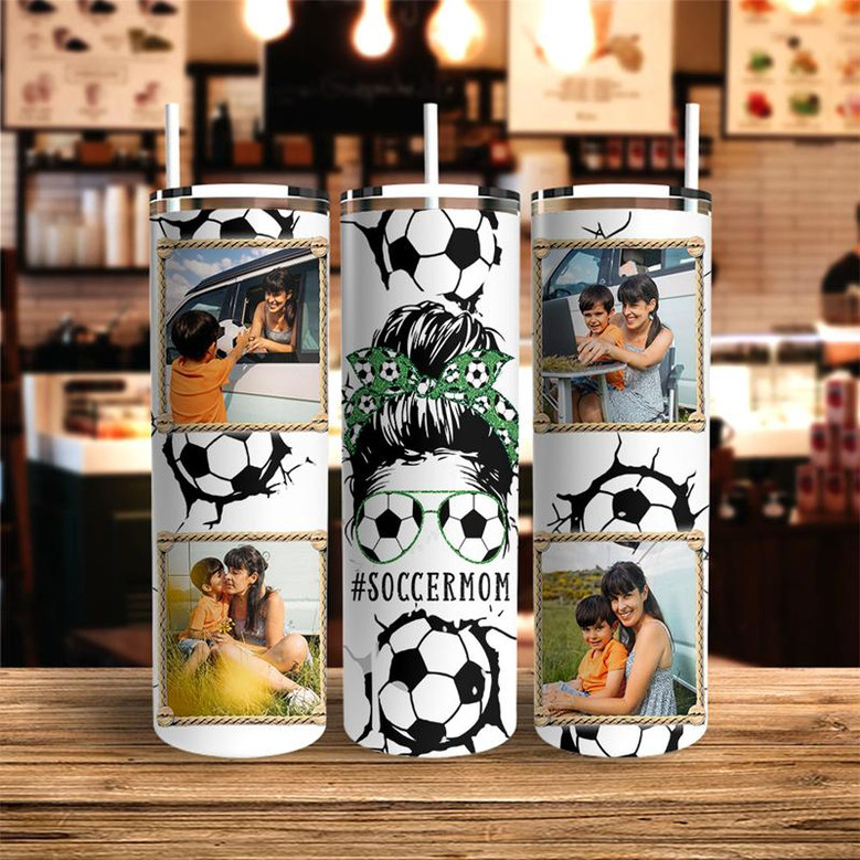 Custom Sunglasses Soccer Mom Tumbler | Custom Photo | Gifts For Soccer Mom | Mothers Day | Personalized Soccer Mom Skinny Tumbler