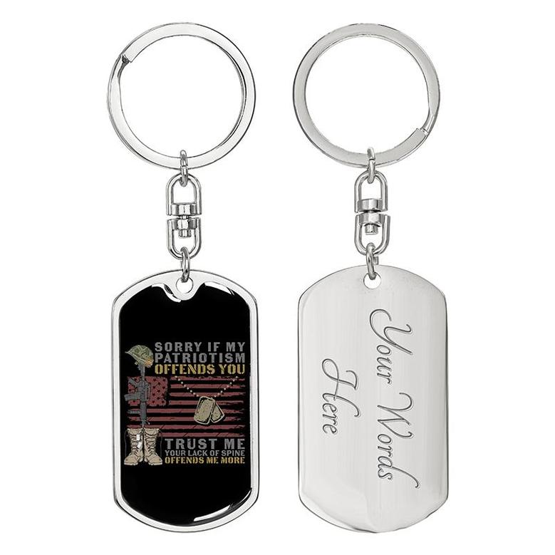 Custom Trust Me Your Lack Of Spine Keychain With Back Engraving | Birthday Gifts | Personalized Veteran Dog Tag Keychain
