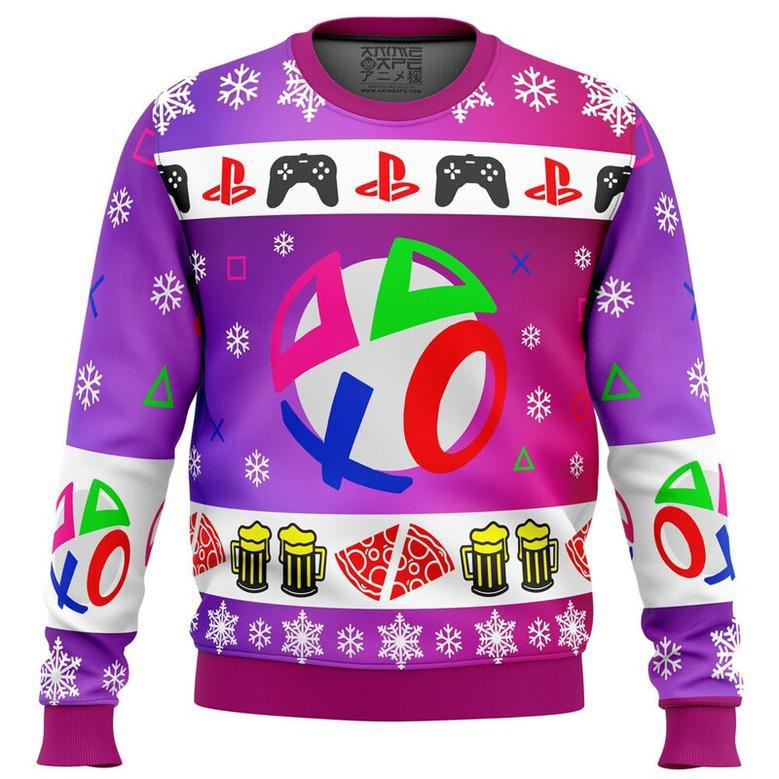 Playstation Neon Ugly Christmas Sweater, Ugly Christmas Sweater For Men Women, ShopKetharses Shop