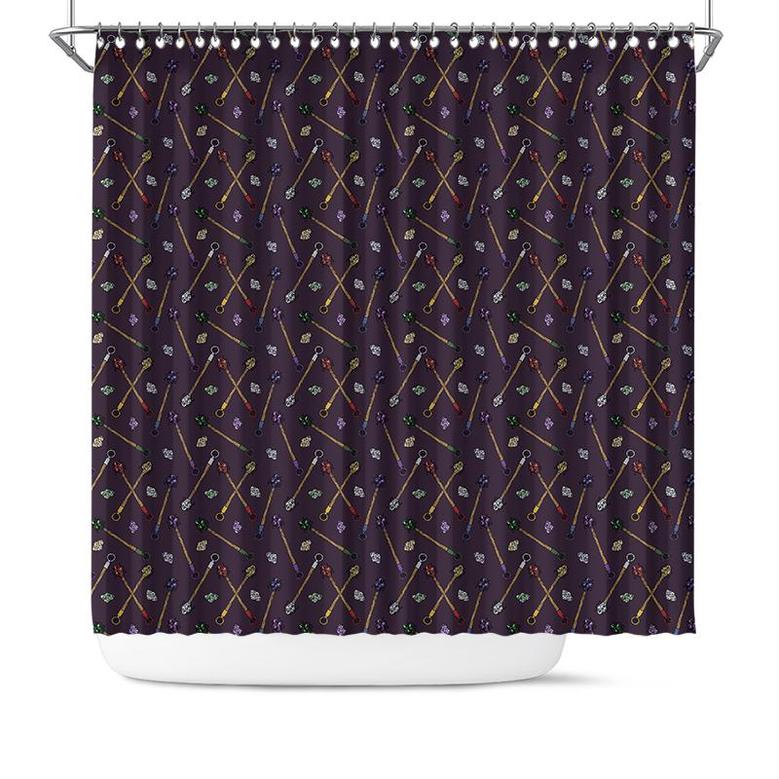 Purple Gemstone Crystal Boho Bathroom Living Shower Curtain