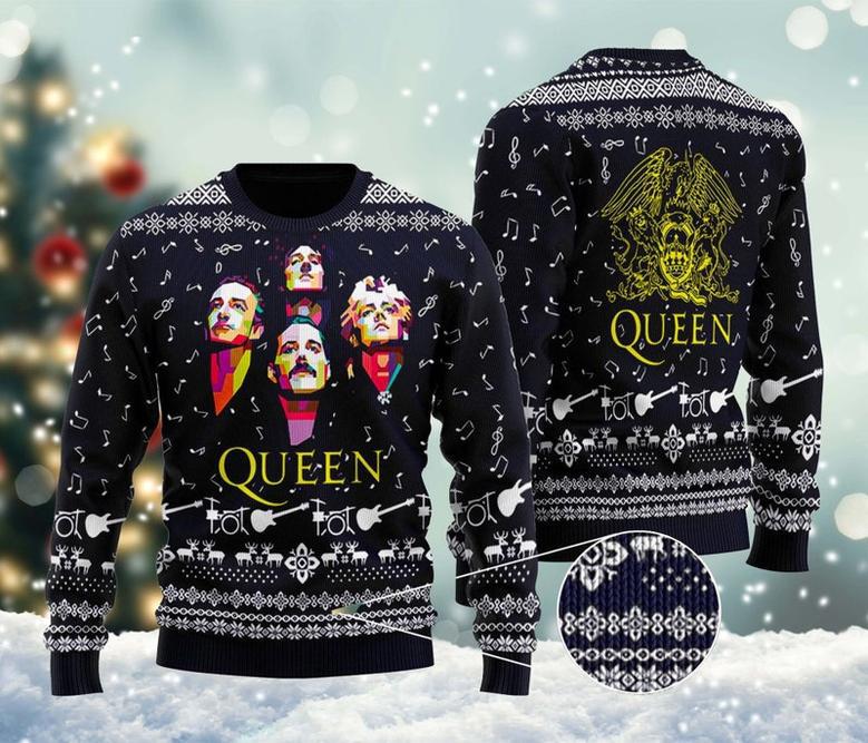 Queen Band Ugly Christmas Sweater, Rock Band Sweatshirt, Queen Band Merch, Music Concert All Over Print Sweater