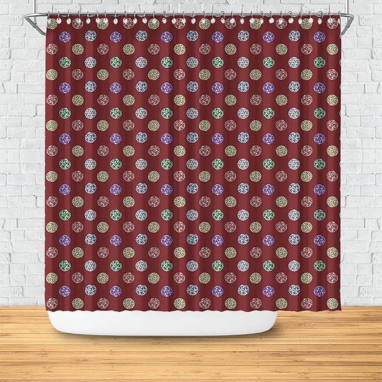 Red Crystal Boho Pattern Bath Living Boho Shower Curtain