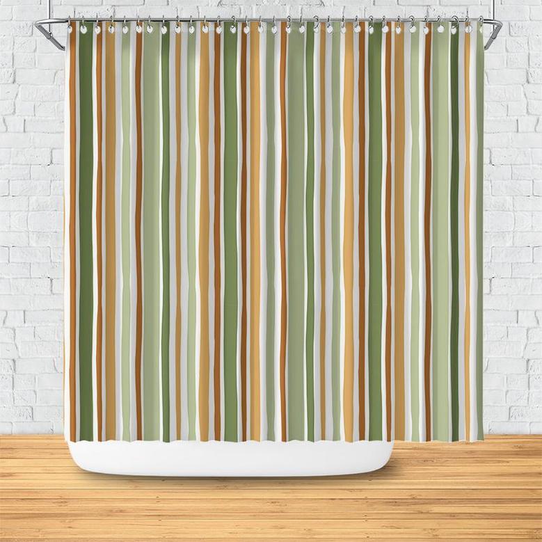 Retro Boho Abstract Color Pieces And Line Shower Curtain