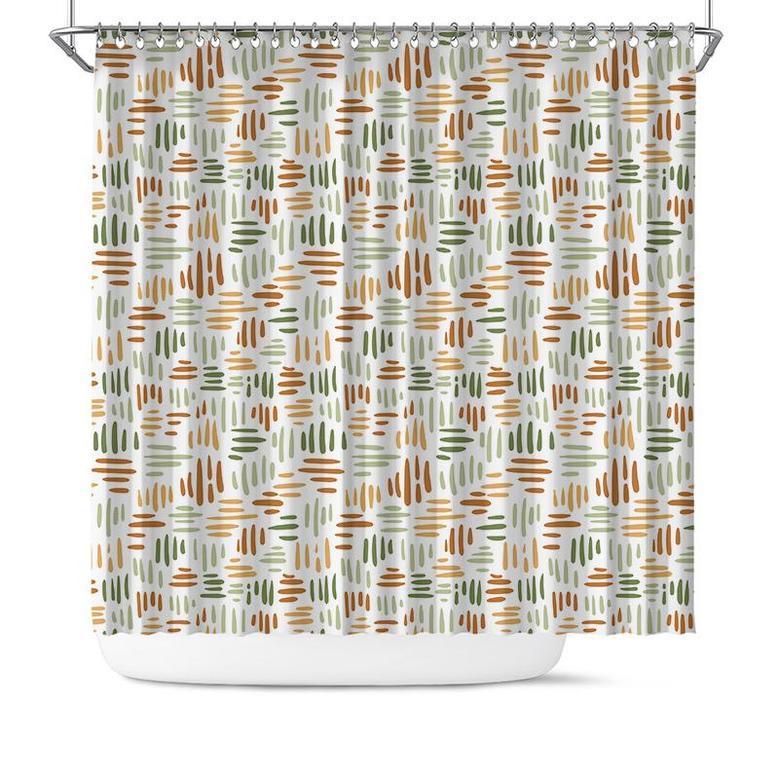 Retro Boho Abstract Color Pieces Line Colorful Shower Curtain