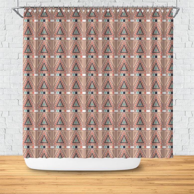 Shape Pattern Ethnic Boho Tribal Multicolor Bathroom Shower Curtain