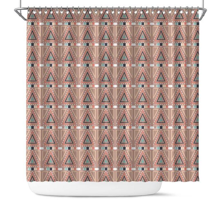Shape Pattern Ethnic Boho Tribal Multicolor Bathroom Shower Curtain