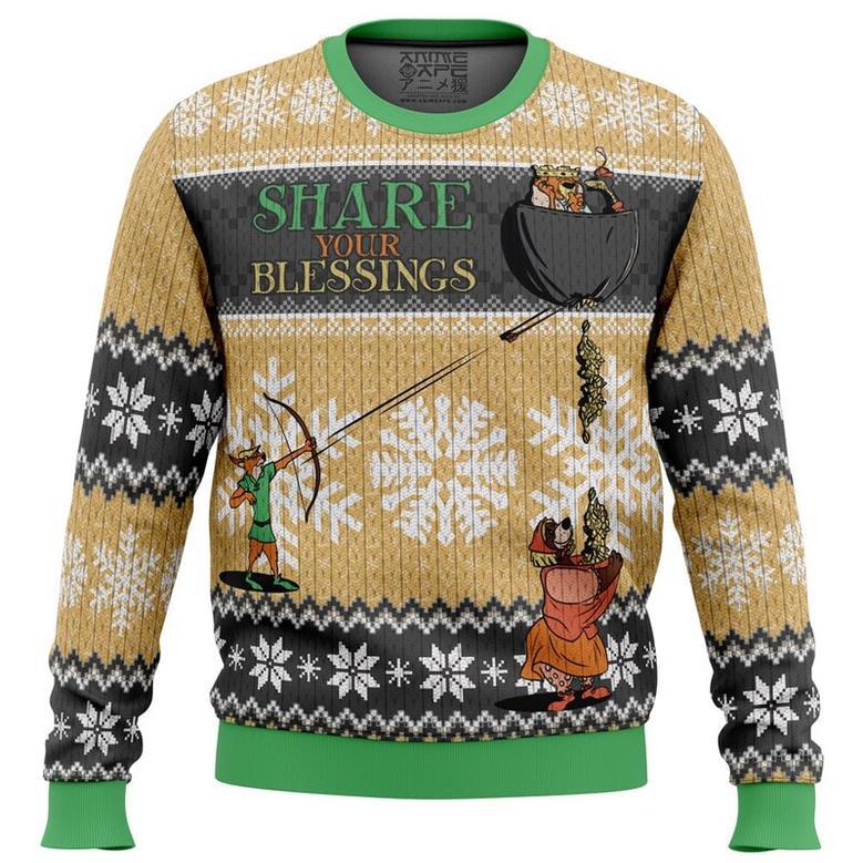 Share Your Blessings Robin Hood Disney Ugly Christmas Sweater, Ugly Christmas Sweater For Men Women