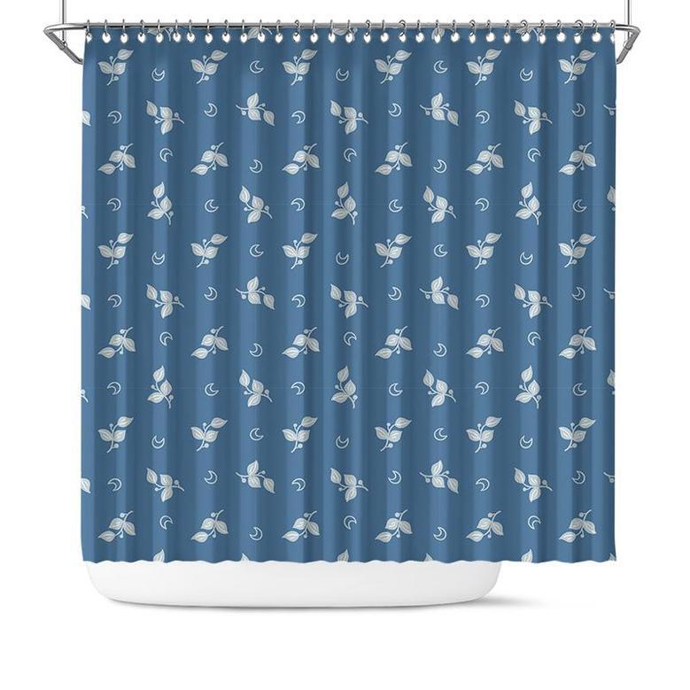 Simple Celestial Moon And Leaves Pattern Minimalist Boho Tribal Shower Curtain