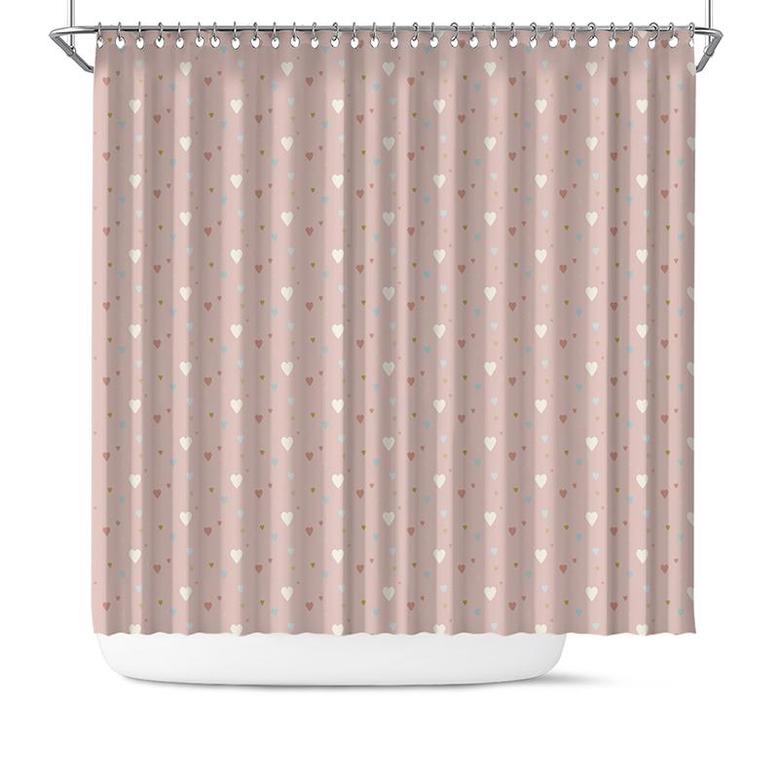 Simple Little Pink Heart Pattern Boho Style Shower Curtain