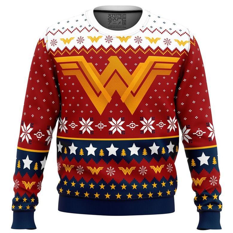 Super Heroes Wonder Woman Christmas Ugly Christmas Sweater, Ugly Christmas Sweater For Men Women