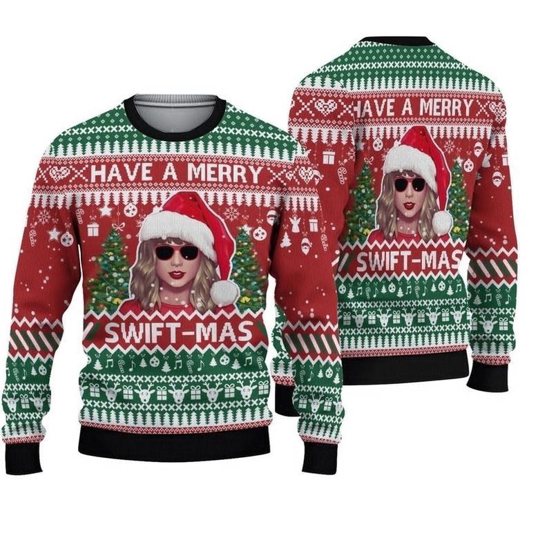 Swifties Ugly Christmas Sweater, Taylor All Over Print Sweater, Taylor Swift Christmas Sweatshirt