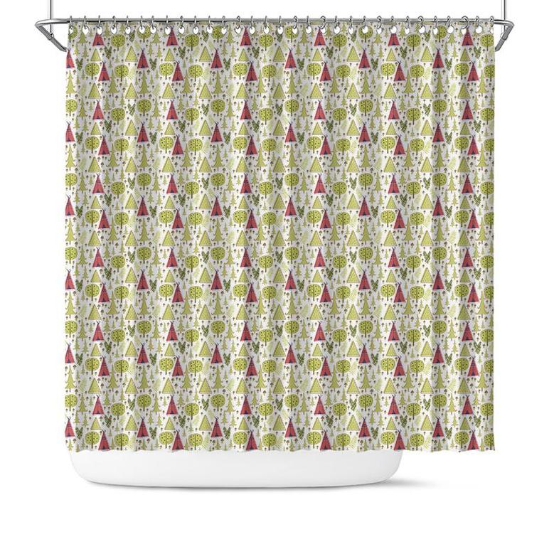 Tiny Jungle Boho Pattern Colorful Gift Idea Bohemian Shower Curtain