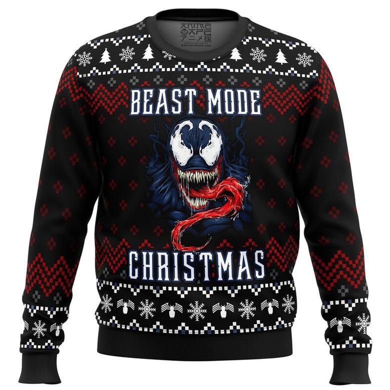 Venom Beast Mode Christmas Ugly Christmas Sweater, Ugly Christmas Sweater For Men Women