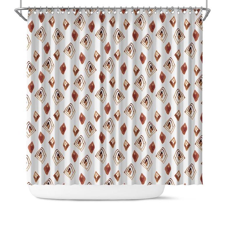 Watercolor Crystal Pattern Boho Style Housewarming Decor Shower Curtain