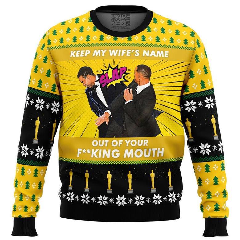 Will Smith Slaps Chris Rock Meme Ugly Christmas Sweater, Ugly Christmas Sweater For Men Women