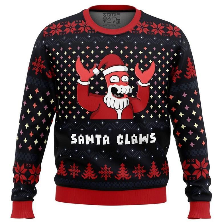 Xmas Ugly sweater Santa Claws Zoidberg Futurama Ugly Christmas Sweater, Ugly Christmas Sweater For Men Women