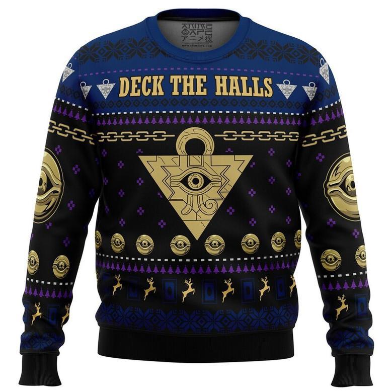 Yugioh Deck the Halls Ugly Christmas Sweater, Ugly Christmas Sweater For Men Women