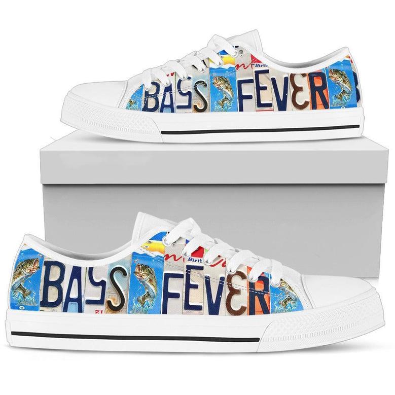 Bass Fever Fishing Licence Plate Low Top Canvas Shoes
