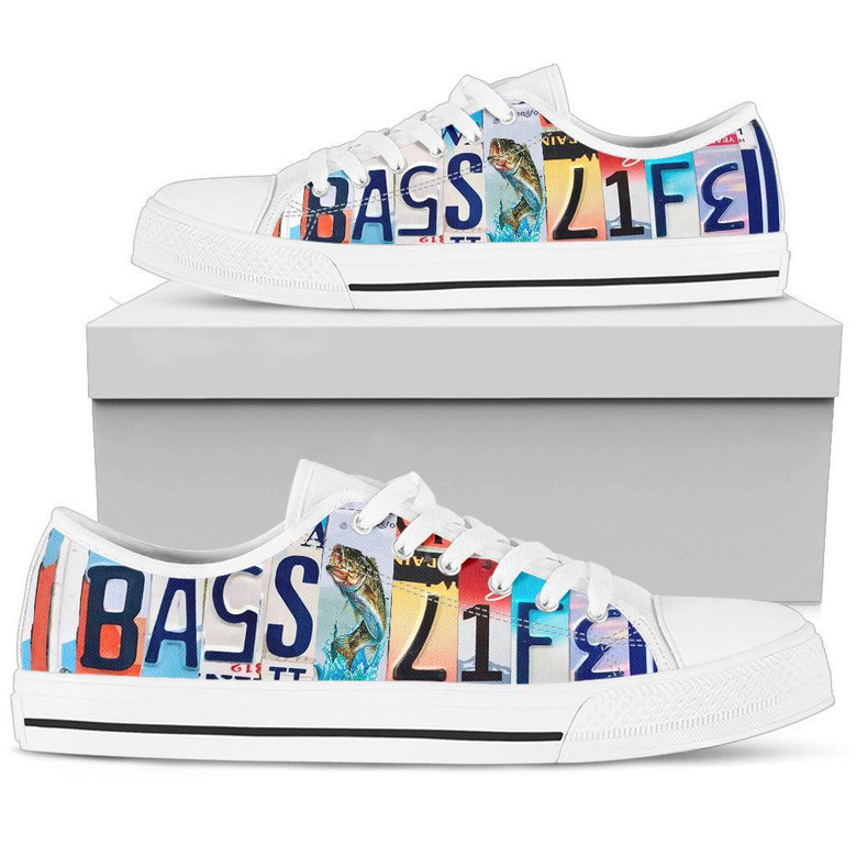 Bass Life Fishing Licence Plate Low Top Canvas Shoes