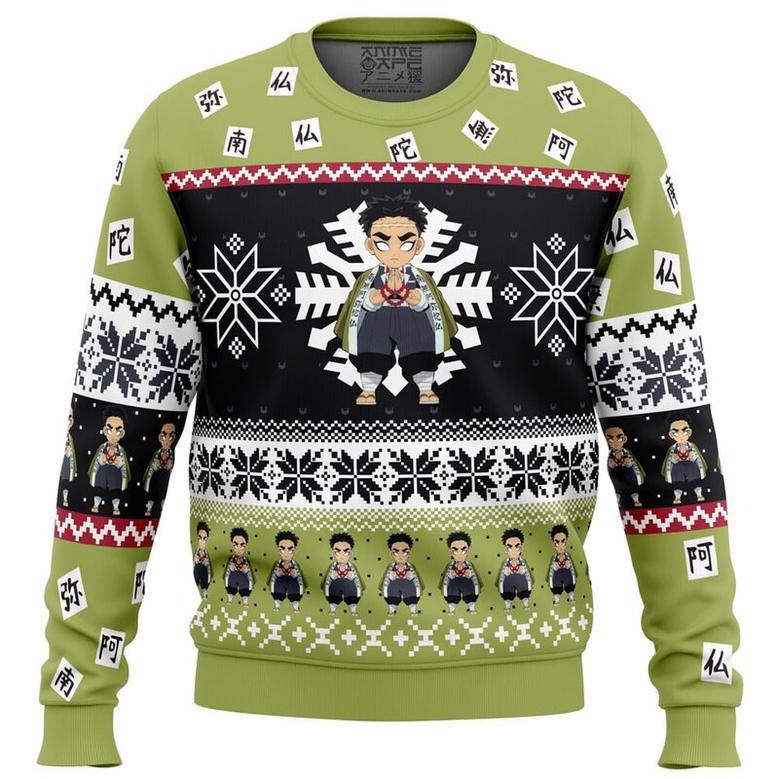 Chibi Christmas Gyomei Himejima Demon Slayer Ugly Christmas Sweater, Ugly Christmas Sweater For Men Women