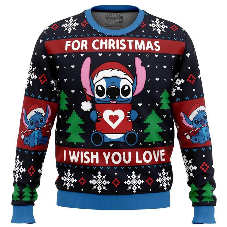 Christmas Love Stitch Ugly Christmas Sweater, Ugly Christmas Sweater For Men Women