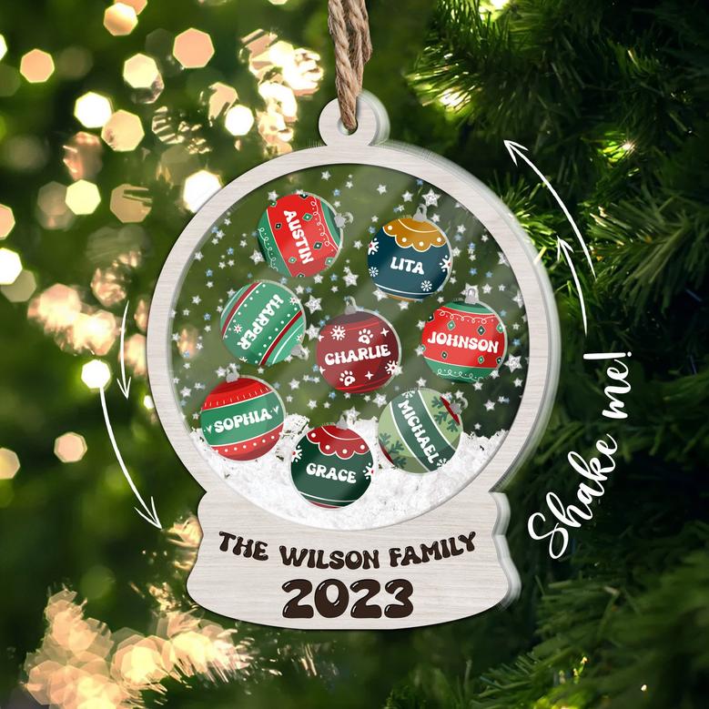 Personalized Family Name Shaker Acrylic Wooden Christmas Ornament