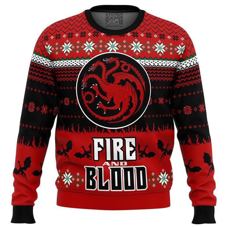 Game of Thrones Fire and Blood Ugly Christmas Sweater, Ugly Christmas Sweater For Men Women