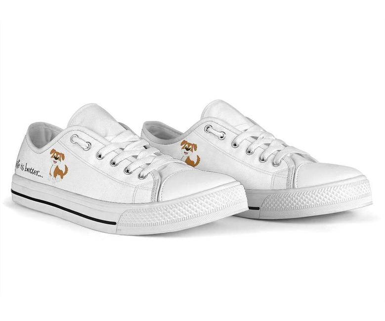 Life is Better Dog White Canvas Sneakers