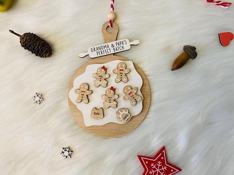 Personalized Gingerbread Wooden Ornament Grandparents Christmas Gift