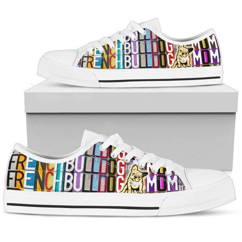 Women's Low Top Licence Plate Shoes For French Bulldog Mom