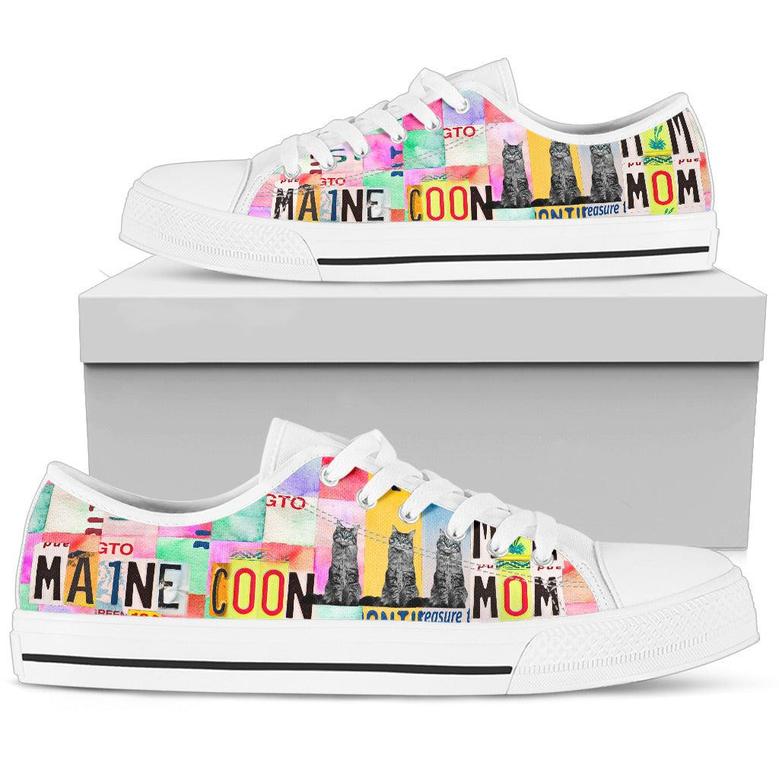 Women's Low Top Licence Plate Shoes For Maine Coon Mom