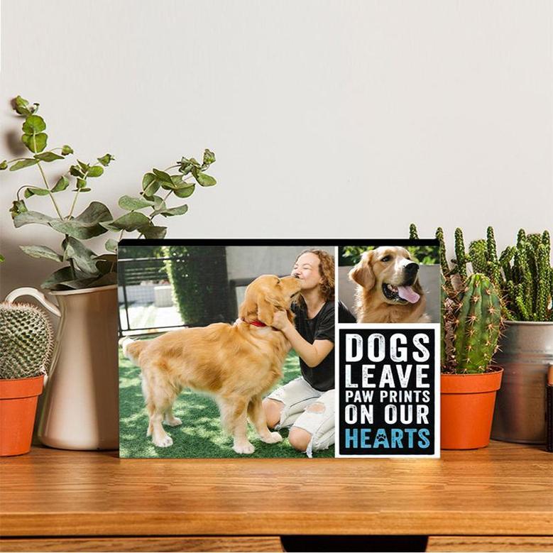 Custom Dog Leave Paw Prints Photo Wood Panel | Custom Photo | Collage Photo Gifts For Dog Lovers | Personalized Dog Wood Panel