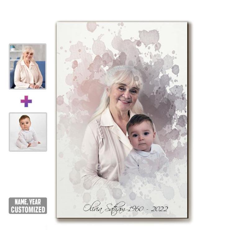 Custom Missing Grandma In Heaven Wood Panel | Custom Photo | Memorial Combine Photos Gifts | Personalized Grandma Memorial Wood Photo Panel