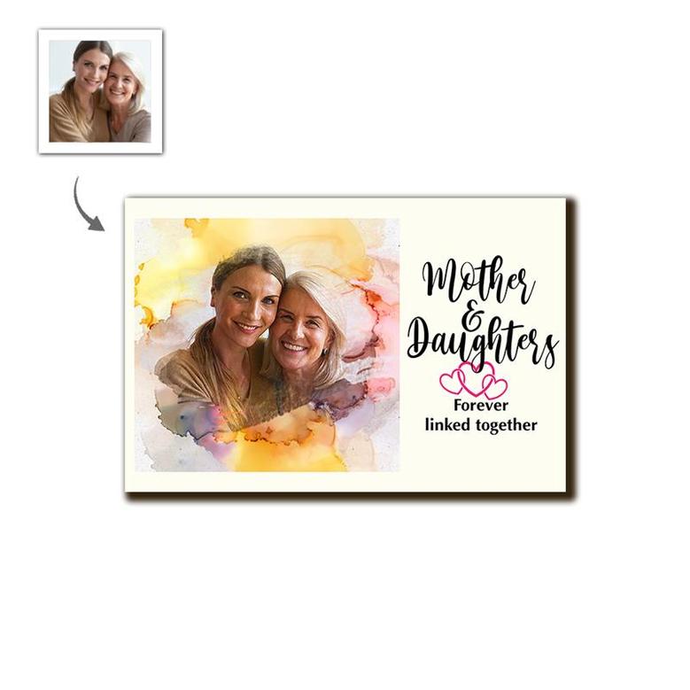 Custom Mother And Daughter Forever Linked Together Wood Panel | Custom Photo | Mom And Daughter Gifts | Personalized Mom And Daughter Wood Photo Panel