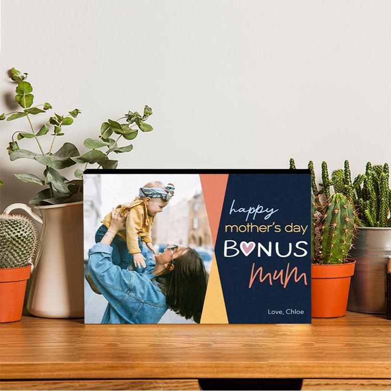Custom Bonus Mom Photo Wood Panel | Custom Photo | Gifts For Bonus Mom | Personalized Mothers Day Wood Panel