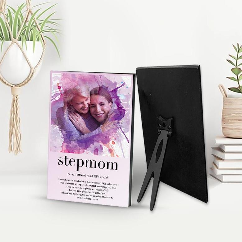 Custom Best Stepmom Definition Watercolor Wood Panel | Mothers Day Gift For Stepmom | Personalized Photo Stepmom Wood Panel