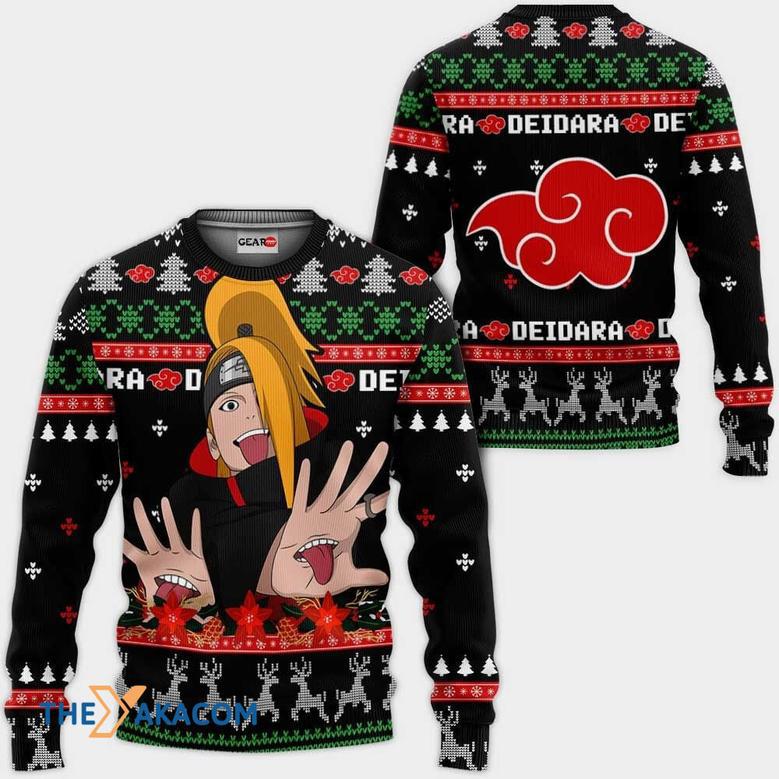 Akatsuki Deidara Naruto Anime Black Custom Gift For Fan Anime Christmas Ugly Sweater