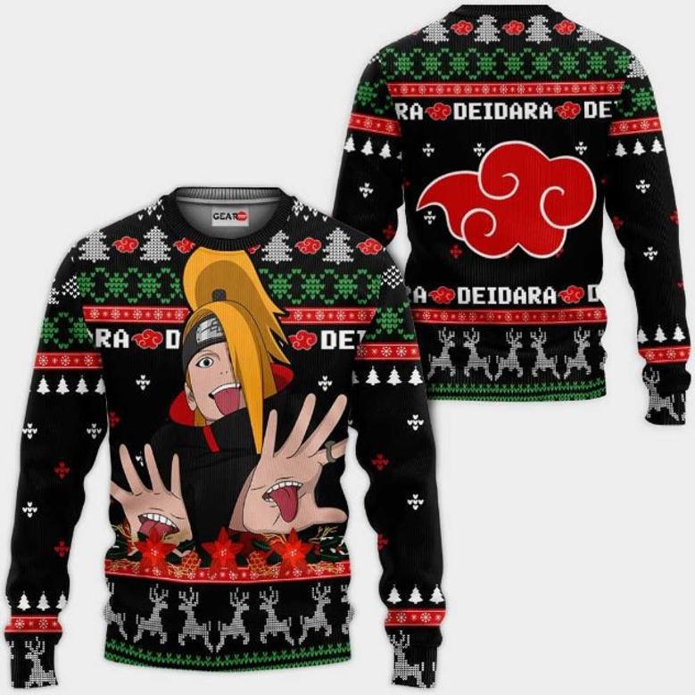 Akatsuki Deidara Nrt Anime Xmas Ugly Christmas Knitted Sweater