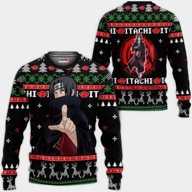 Akatsuki Itachi Nrt Anime Xmas Ugly Christmas Knitted Sweater