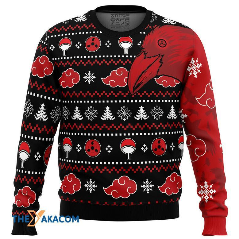 Akatsuki Itachi Symbolic Crows Naruto Custom Gift For Fan Anime Christmas Ugly Sweater