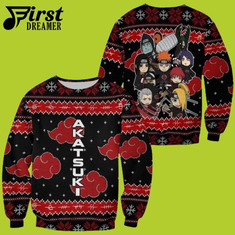 Akatsuki Ugly Christmas Sweater Naruto Anime Xmas Gift Custom Clothes Akatsuki Sweater - The First