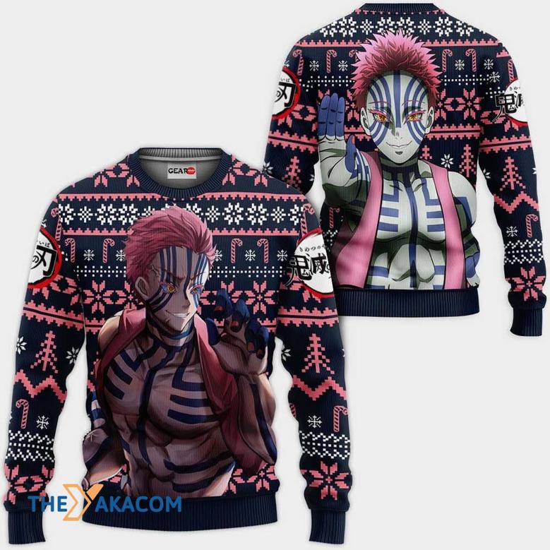 Akaza Kimetsu no Yaiba Anime Custom Gift For Fan Anime Christmas Ugly Sweater