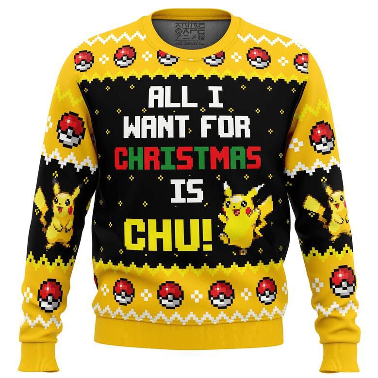 All I Want Picachu Pokemon Ugly Christmas Sweater