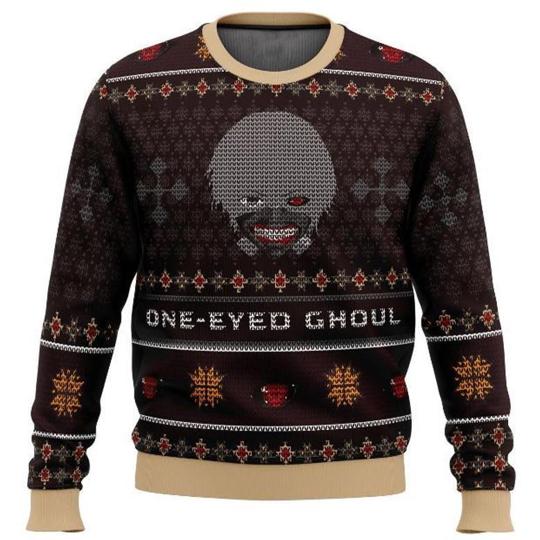 Anime Ken Kaneki One-Eyed Ghoul Anime Gift Fan Christmas Ugly Wool Knitted Sweater