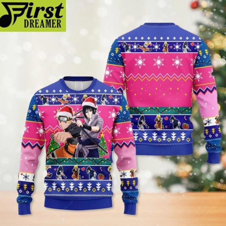 Anime Ugly Christmas Sweater Naruto And Sasuke Ugliest Christmas Sweater Ever