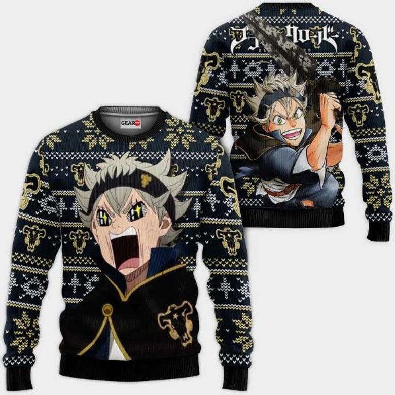 Asta Anime Black Clover Xmas Funny Ugly Christmas Knitted Sweater