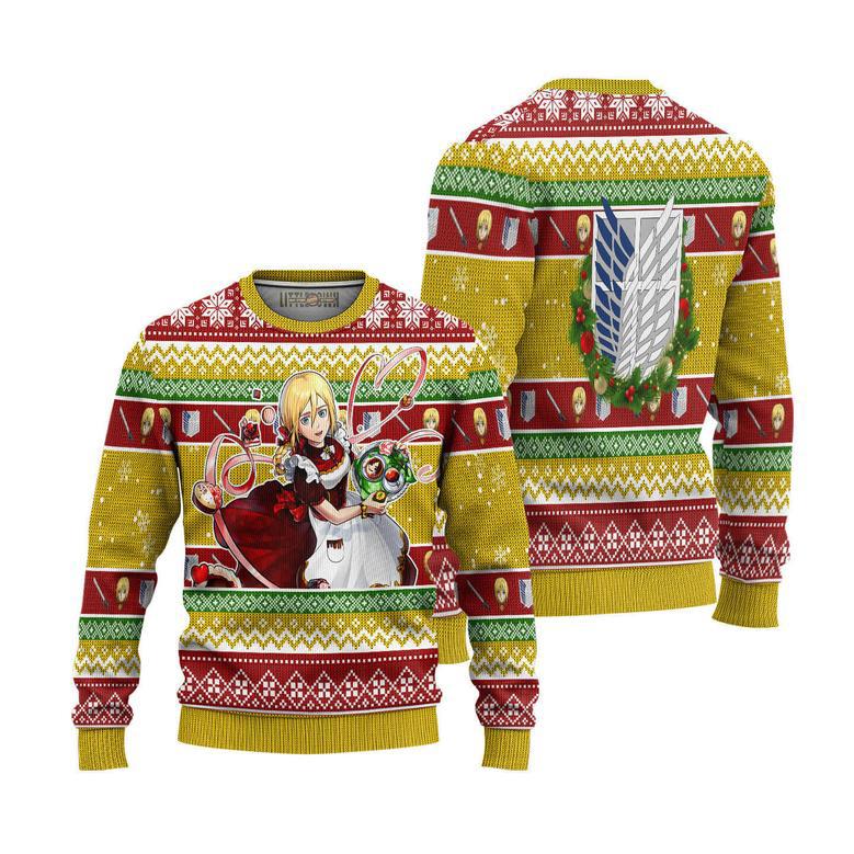 Attack On Titan Ugly Christmas Sweater Historia Reiss Custom Anime Knitted Sweatshirt